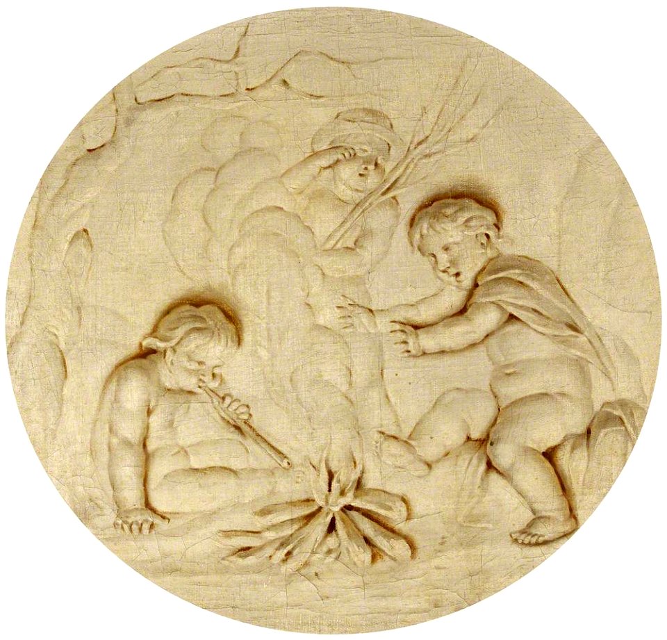 Piat Joseph Sauvage (1744-1818) (style of) - Putti around a Fire, Winter (after François Boucher) - 597890 - National Trust