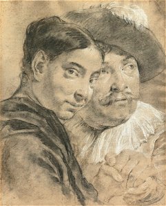 Piazzetta - Attributed to - STUDY OF A MAN AND A WOMAN, THE MAN WEARING A PLUMED HAT, lot.149. Free illustration for personal and commercial use.