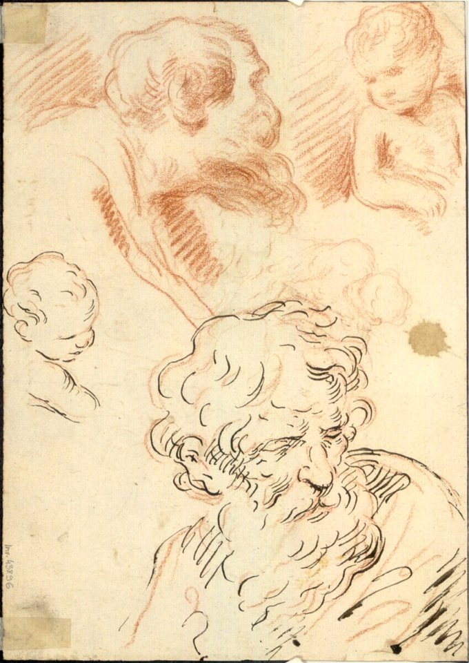 Piazzetta - Skizzenblatt vier Kopfstudien, 43896v