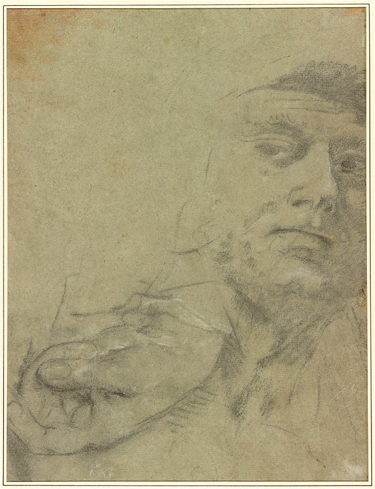 Piazzetta - Verso study of a man's head and a hand, 1982.53