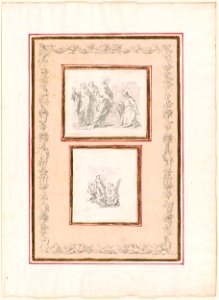 Piazzetta - Two Drawings and a Decorative Border, 1961.124. Free illustration for personal and commercial use.