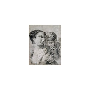 Piazzetta - ROSA, THE ARTIST'S WIFE, HOLDING AN APPLE, WITH GIACOMO, THEIR SON, BESIDE HER, lot.174. Free illustration for personal and commercial use.