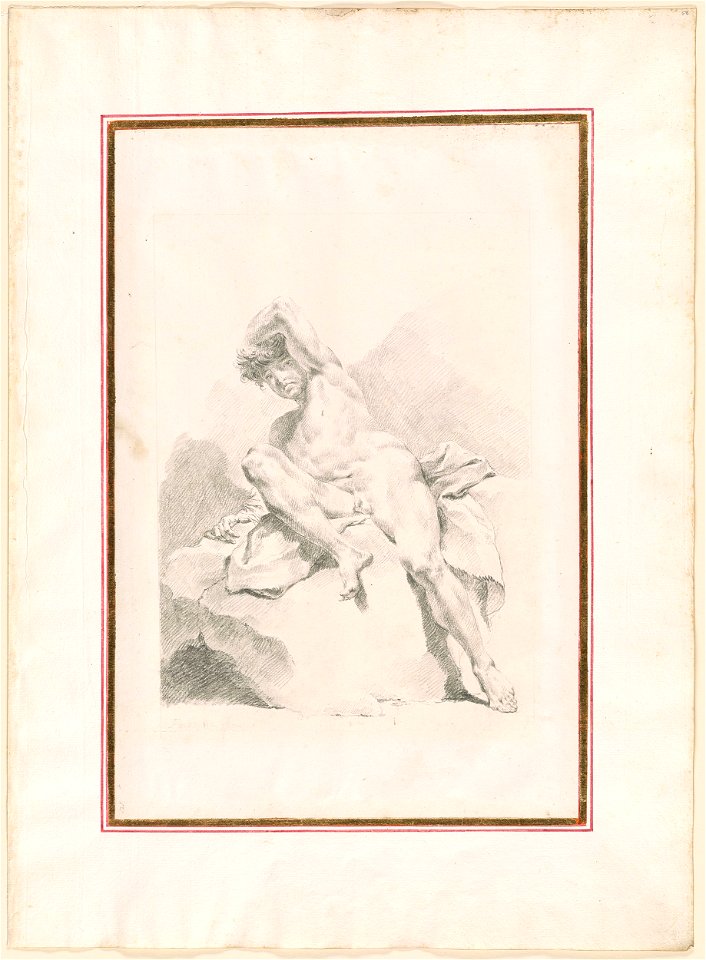 Piazzetta - Male Nude Seated on a Rock, 1961.1258