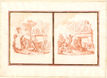 Piazzetta - Two Studies of Figures Among the Ruins, 1961.1265