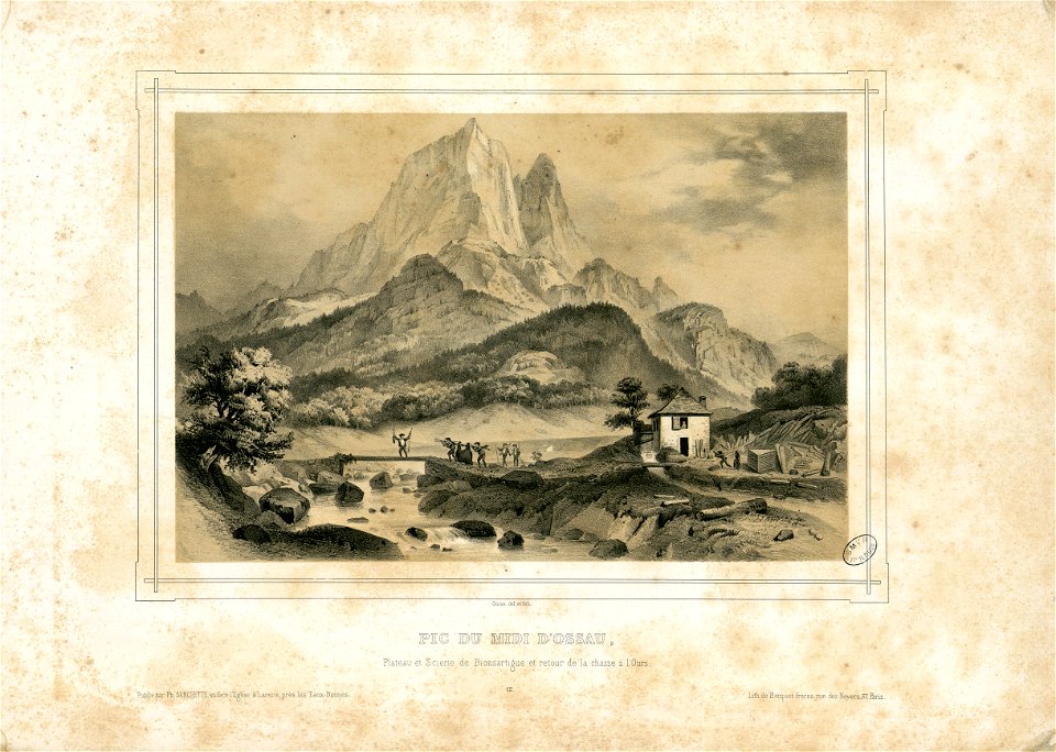 Pic du Midi d'Ossau, Plateau et Scierie de Bionsartigue (i.e. Bious-Artigues) et retour de la chasse à l'Ours - Fonds Ancely - B315556101 A GORSE 11 013