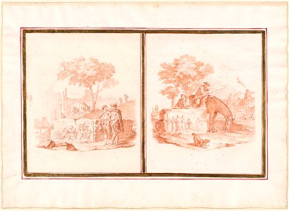 Piazzetta - Two Studies of Figures Among the Ruins, 1961.1268