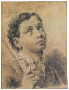Piazzetta - STUDY OF A BOY, BUST LENGTH, HOLDING A STAFF, lot.275. Free illustration for personal and commercial use.
