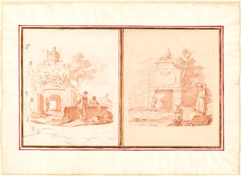Piazzetta - Two Studies of Figures Among the Ruins, 1961.1264