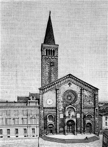 Piacenza – Facciata del Duomo (xilografia)