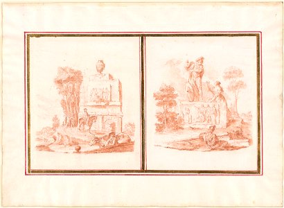 Piazzetta - Two Studies of Figures Among the Ruins, 1961.1263