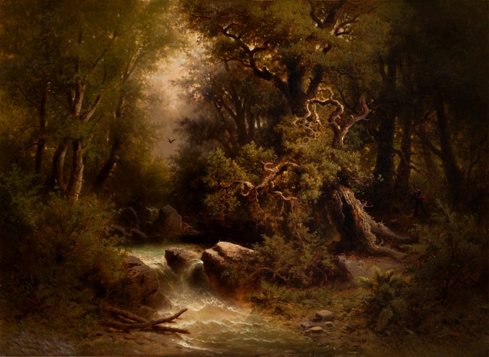 August Piepenhagen - Ein Bach unter Laubbäumen