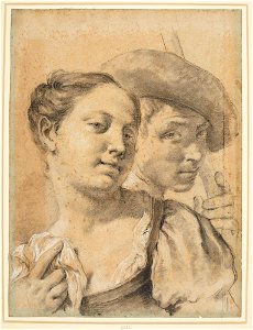 Piazzetta - Heads of a shepherd and a girl c. 1730 - c. 1740, RCIN 990782. Free illustration for personal and commercial use.