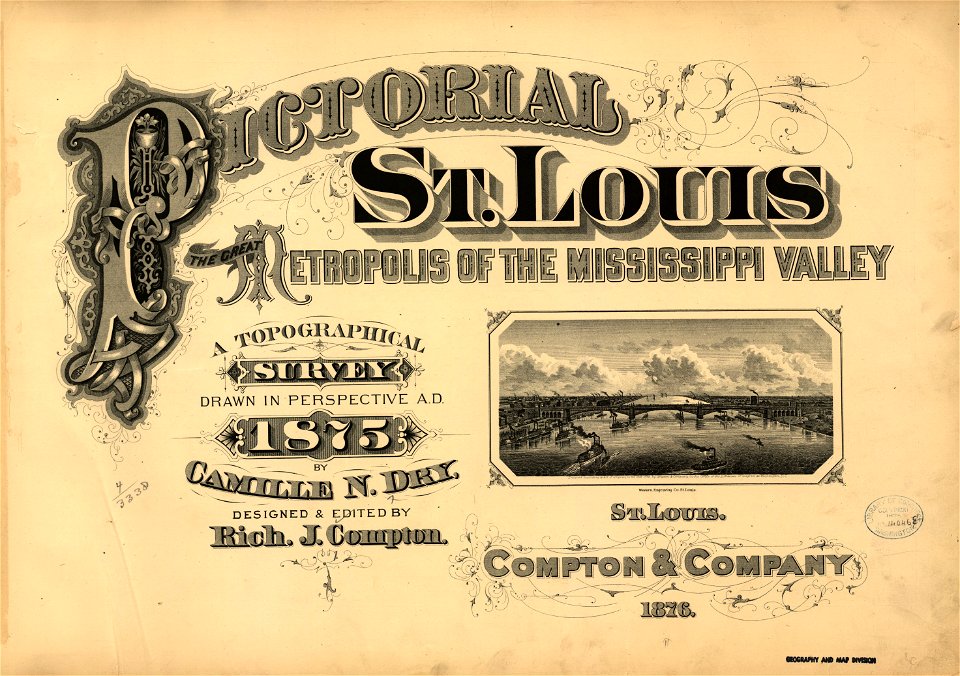 Pictorial St. Louis, the great metropolis of the Mississippi valley; a topographical survey drawn in perspective A.D. 1875, LOC rc01001392-2