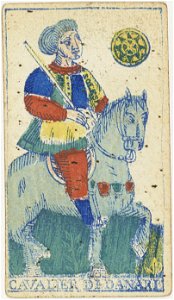 Piedmontese tarot deck - Solesio - 1865 - Knight of Coins