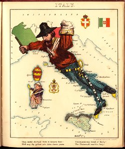 Pictorial map of Italy 1868