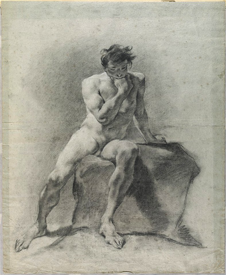 Piazzetta - Seated Male Nude Resting His Chin in One Hand, 2010.621
