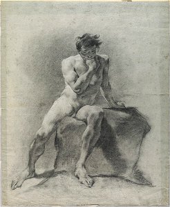 Piazzetta - Seated Male Nude Resting His Chin in One Hand, 2010.621