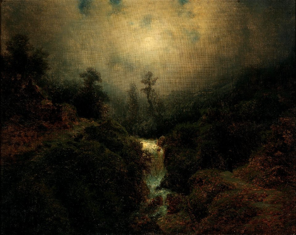 August Piepenhagen - Romantische Mondlandschaft mit Wanderer