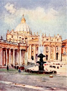 Piazza di San Pietro and St. Peter's Basilica by Alberto Pisa (1905). Free illustration for personal and commercial use.