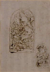 Piazzetta - Sketches for an Altar with Saint Margaret of Cortona, Saint Sebastian and Saint Roch (recto), 1976.425. Free illustration for personal and commercial use.
