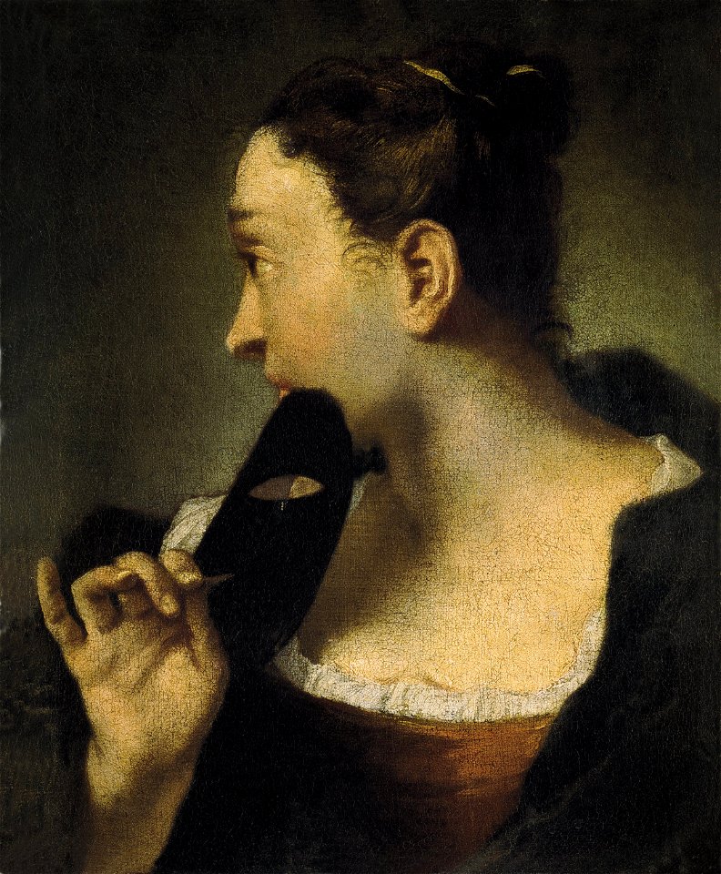 Piazzetta - Portrait of a Young Woman in Profile with a Mask in her Right Hand, ca. 1720 - 1730, (CTB.1999.5)