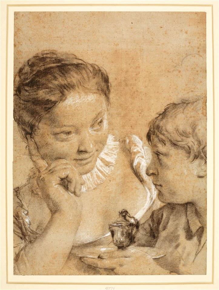 Piazzetta - A child offering a cup to a girl c. 1730 - c. 1740, RCIN 990771