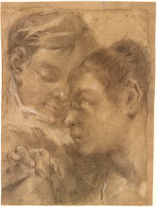Piazzetta - Two Heads of Young Men, One Holding a Jug, 1982.55. Free illustration for personal and commercial use.