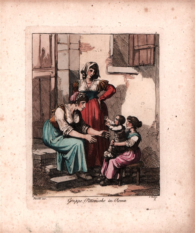 Picturesque group in Rome (1810) - Bartolomeo Pinelli