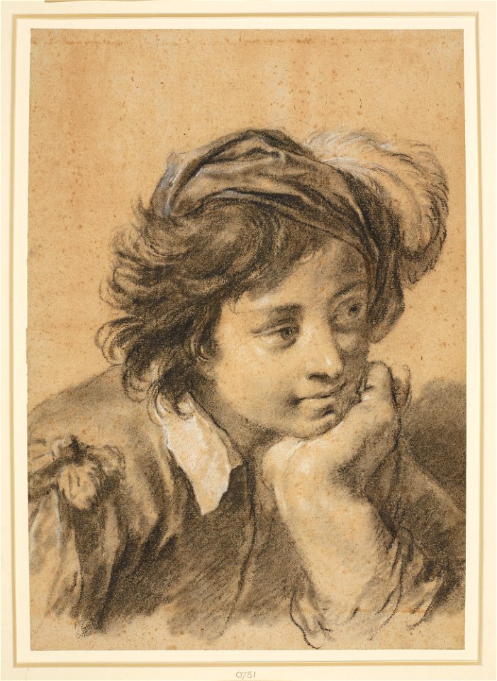 Piazzetta - The head of a boy in a plumed hat c. 1730-50, RCIN 990781