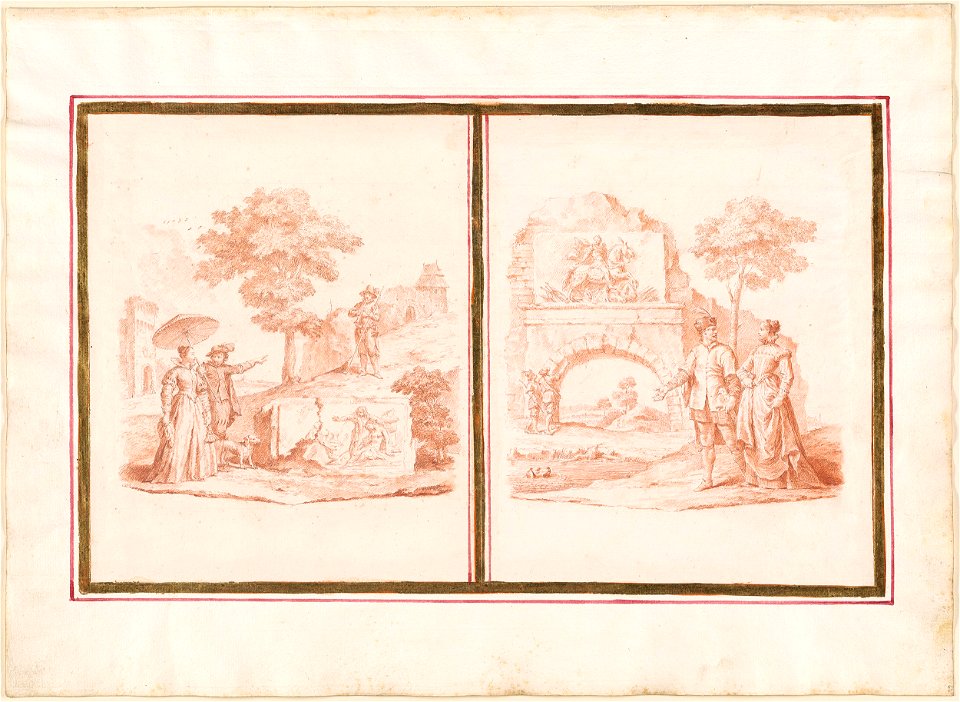 Piazzetta - Two Studies of Figures Among the Ruins, 1961.1262