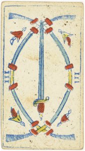 Piedmontese tarot deck - Solesio - 1865 - 3 of Swords
