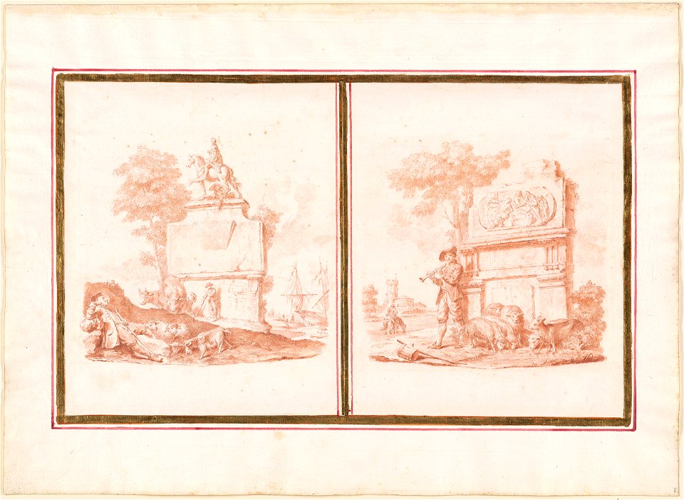 Piazzetta - Two Studies of Figures Among the Ruins, 1961.1266