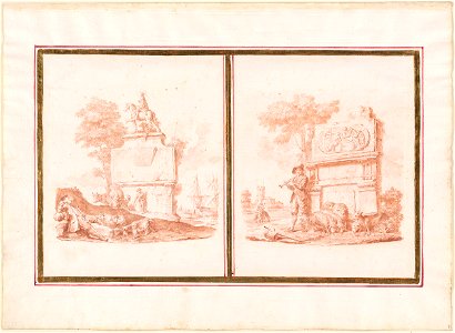 Piazzetta - Two Studies of Figures Among the Ruins, 1961.1266
