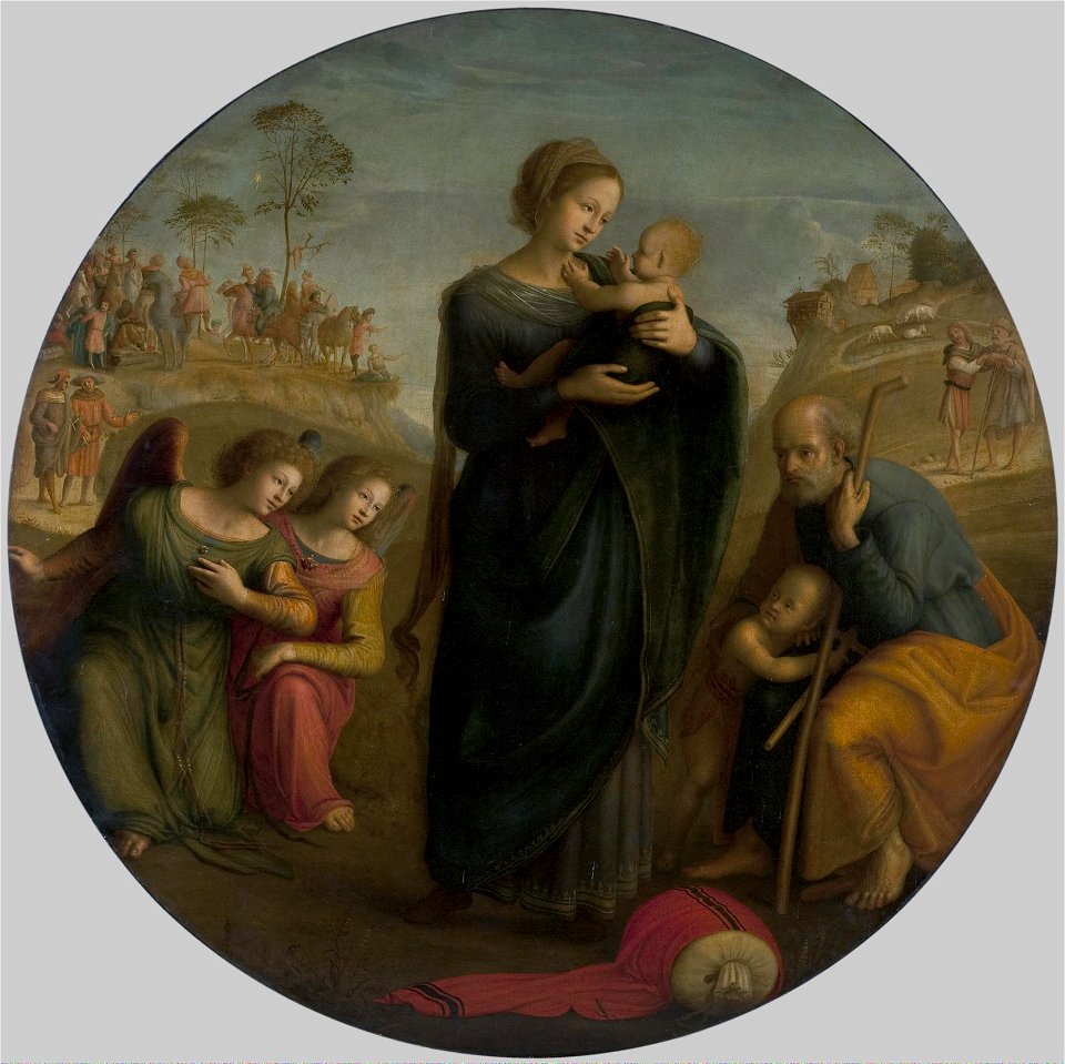 Piero di Cosimo - Holy Family with Angels, circa 1520