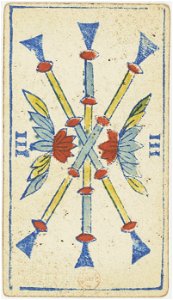 Piedmontese tarot deck - Solesio - 1865 - 3 of Batons