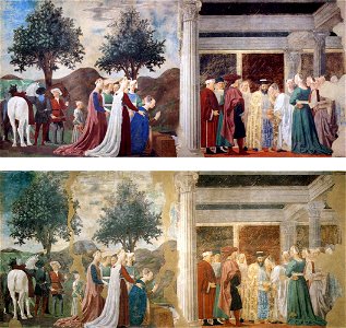 Piero della Francesca - Scene after and before restoration - WGA17592. Free illustration for personal and commercial use.