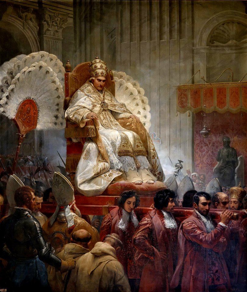 Pie VIII porté dans la basilique de Saint-Pierre à Rome, by Horace Vernet, 1829, retouched
