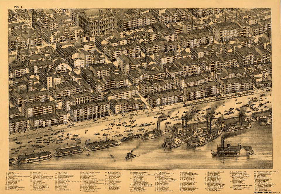 Pictorial St. Louis, the great metropolis of the Mississippi valley; a topographical survey drawn in perspective A.D. 1875, LOC rc01001392-5