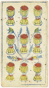 Piedmontese tarot deck - Solesio - 1865 - 9 of Cups