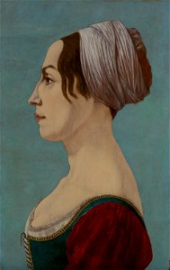 Piero del Pollaiuolo - A Woman in Green and Crimson - P16w7 - Isabella Stewart Gardner Museum. Free illustration for personal and commercial use.