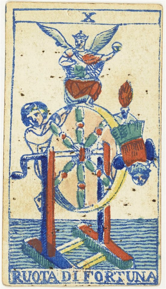 Piedmontese tarot deck - Solesio - 1865 - Trump - 10 - Wheel of Fortune