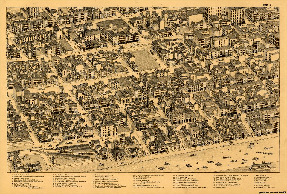 Pictorial St. Louis, the great metropolis of the Mississippi valley; a topographical survey drawn in perspective A.D. 1875, LOC rc01001392-8