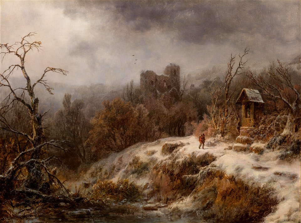 August Piepenhagen - Winterlandschaft mit Ruinen und Kapelle