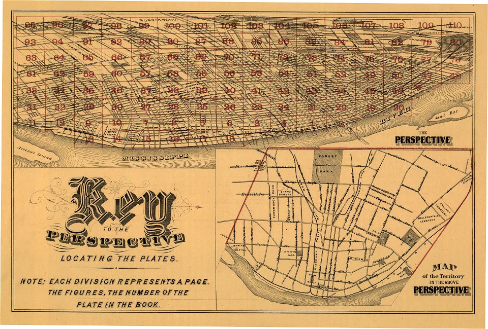 Pictorial St. Louis, the great metropolis of the Mississippi valley; a topographical survey drawn in perspective A.D. 1875, LOC rc01001392-3