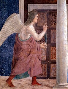 Piero della Francesca - 10. Annunciation (detail) - WGA17580. Free illustration for personal and commercial use.