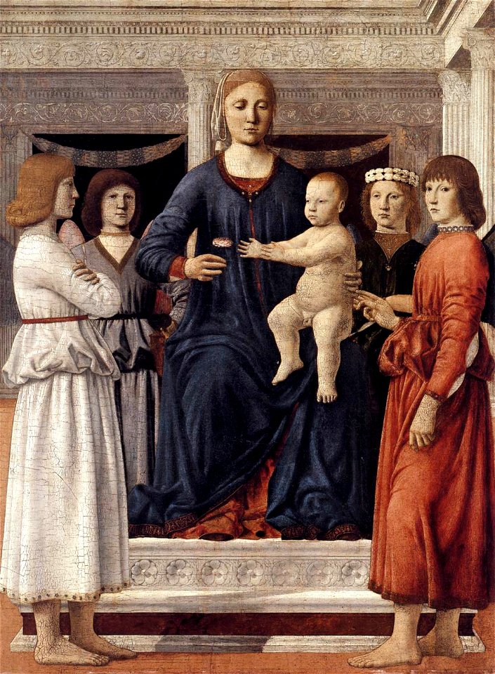 Piero della Francesca - Madonna and Child Attended by Angels - WGA17606