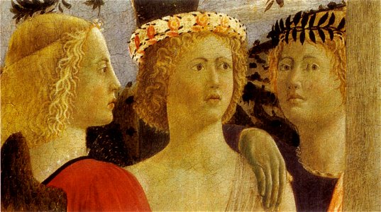 Piero, battesimo di cristo, angeli