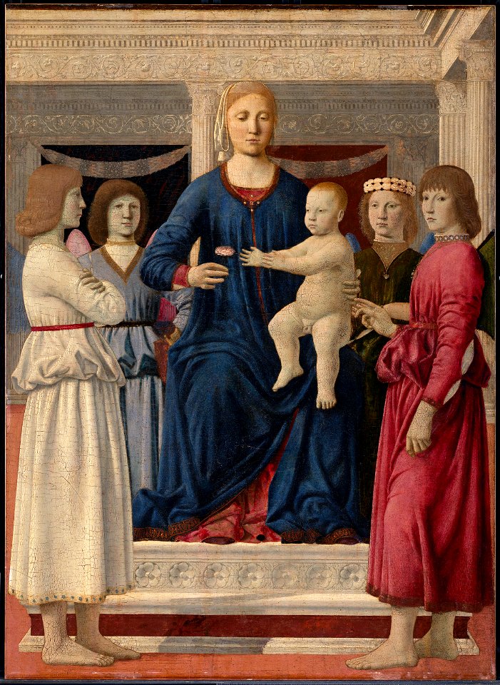 Piero, madonna col bambino e 4 angeli, clark art institute