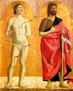 Piero della Francesca - Polyptych of the Misericordia - Sts Sebastian and John the Baptist - WGA17447. Free illustration for personal and commercial use.