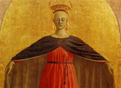 Piero della francesca, madonna della misericordia, dettaglio 03